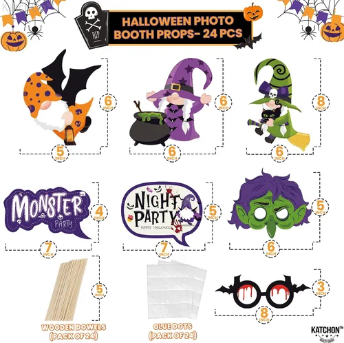 Miniatura 2 de KatchOn, Juego de accesorios para cabina de fotos de Halloween, paquete grande de 24, accesorios de fotos de Feliz Halloween para sesión de fotos