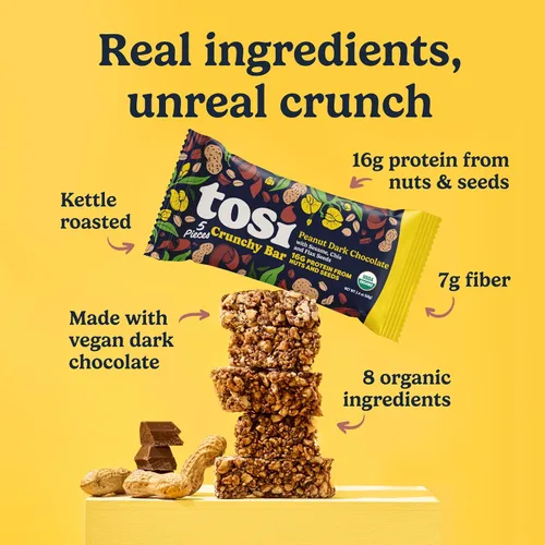Miniatura 3 de Tosi Organic SuperBites Snacks veganos, 2.4 onzas (paquete de 12), sin gluten, Omega 3s, barras de proteína vegetal con lino y semillas de chía