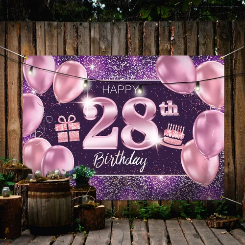 Miniatura 5 de pancarta grande rosa con texto en inglés “Happy Birthday