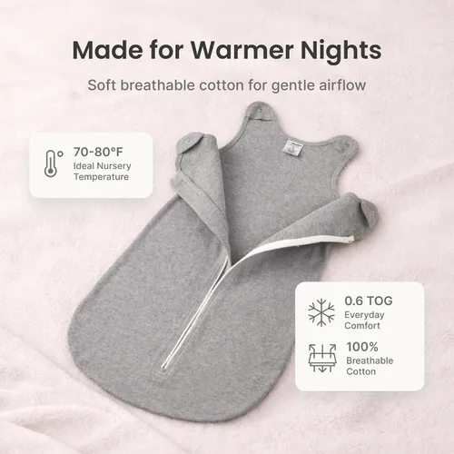 Miniatura 3 de Baby Deedee Sleep Nest Basic - Saco de dormir para bebé de 0.6 TOG de 0 a 6 meses, saco de dormir de algodón con broches de hombro patentados, manta