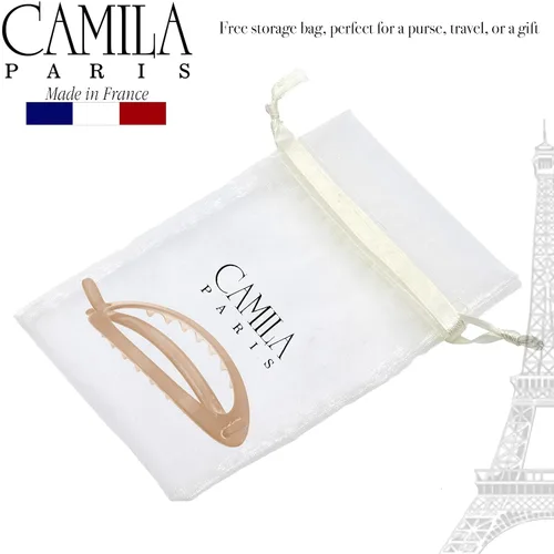 Miniatura 6 de Camila Paris CP2320 - Pinza de pasador de pelo francés, soporte flexible para cola de caballo sin piezas metálicas, pinzas de agarre fuerte