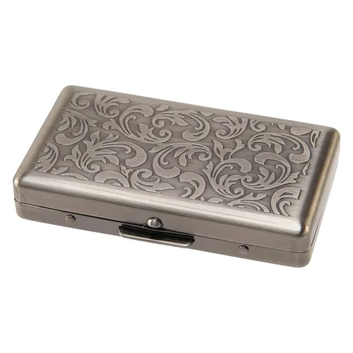 Miniatura 8 de Estuche de metal casual RYO Mini latón antiguo belleza arábesco caja de tabaco enrollado a mano, uso delgado, capacidad para 12 cigarrillos