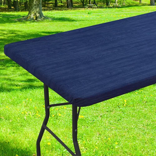 Miniatura 52 de Smiry Mantel cuadrado para mesa de pícnic, impermeable, elástico, ajustable, para campamento, protector de vinilo con parte trasera de franela Beige