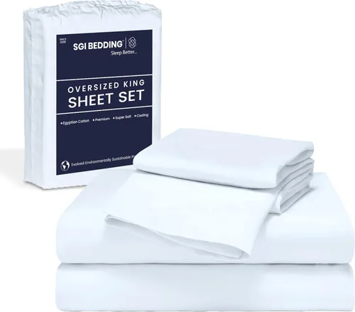Miniatura 22 de SGI Bedding 108" x 108" Juego de sábanas de 4 piezas de tamaño Alaskan King de 1000 hilos 100% de algodón egipcio - Sábanas de bolsillo profundo