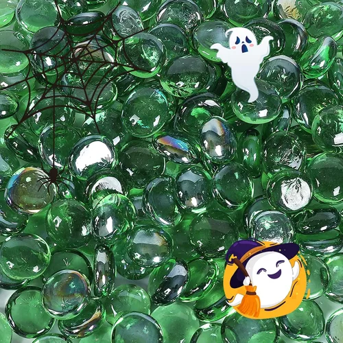 Miniatura 2 de Piedras preciosas de vidrio verde esmeralda de 10 libras, canicas de vidrio plano y vidrio esmerilado mezclado con verde, ideal para acuarios