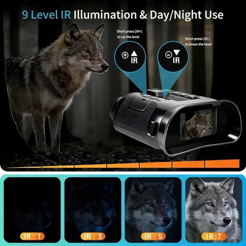 Miniatura 4 de Gafas de visión nocturna para adultos, binoculares de visión nocturna 4K, zoom 8X y batería recargable de 5000 mAh, pantalla HD de 3 pulgadas