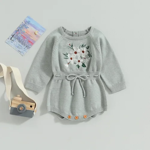Miniatura 2 de ZAXARRA Suéter de bebé niña mameluco suéter de punto bordado flor sudadera mameluco ropa de otoño infantil