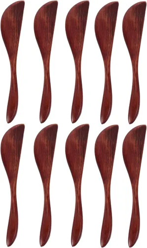 Yardwe 10 cuchillos de mantequilla de madera, esparcidores de queso para tablero de mermelada y embutidos, espátula antiadherente segura para