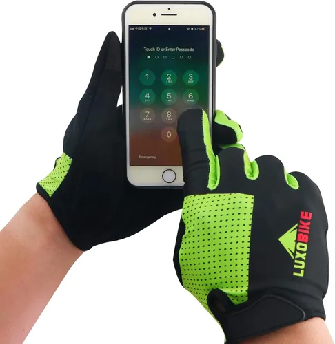 Miniatura 4 de LuxoBike Guantes de ciclismo para mujer, ligeros, transpirables, absorben los golpes, con pantalla táctil, guantes deportivos para hombre