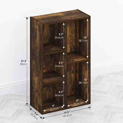 Miniatura 2 de Furinno TOMI - Estantería reversible de 5 cubos, 9.4 x 19.5 x 31.5 pulgadas, para sala de estar, dormitorio, oficina en casa, pino ámbar
