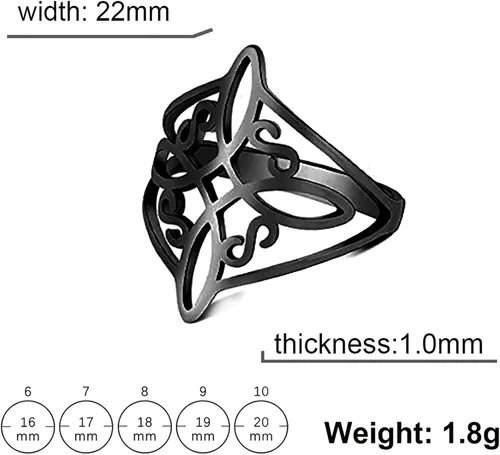 Miniatura 21 de UNIFT Anillo de nudo de bruja para mujer, acero inoxidable, celta, cuaternario, Wicca, estilo geométrico, anillo de nudo de brujería, amuleto