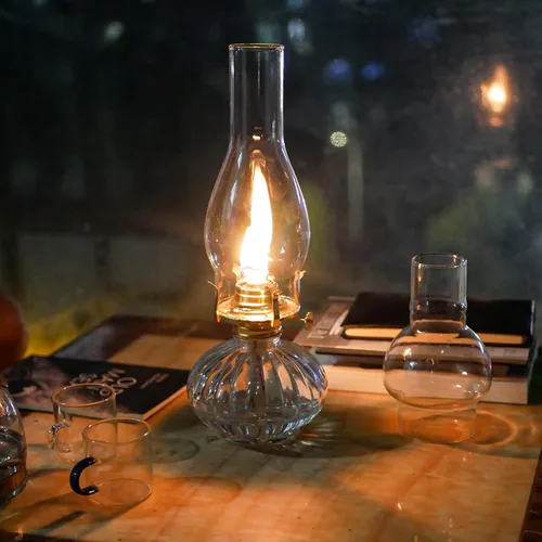 Miniatura 6 de Lámpara de aceite Chimenea Base de 3 pulgadas de 9 pulgadas de altura de queroseno Lámpara de repuesto de vidrio transparente alto