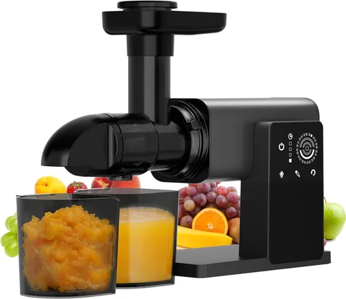 Exprimidores de prensa en frío, exprimidores de masticación lenta con pantalla táctil inteligente LED, extractor profesional para verduras de hoja,