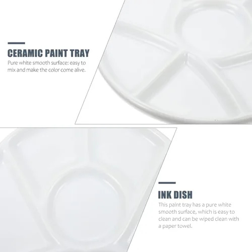 Miniatura 2 de EXCEART Bandeja de pintura de porcelana de cerámica Bandeja de mezcla de cerámica Placas de pintura de acuarela Bandeja de pintura de acuarela Placa