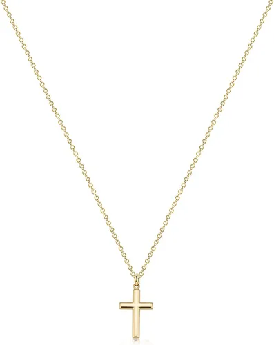 Fettero - Collar con dije de cruz de fe, chapado en oro de 14 K, cadena fina, minimalista, simple, pequeña, para oración, regalo de joyería religiosa