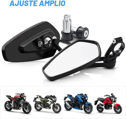 Miniatura 7 de MICTUNING Espejos para motocicleta – Espejos retrovisores de extremo de barra de 2,22 cm compatibles con la mayoría de Honda Grom, Yamaha, Kawasaki