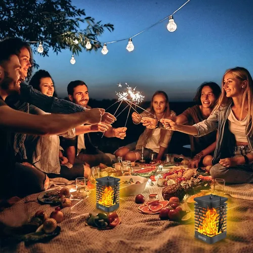 Miniatura 7 de Solar llama para colgar luces al aire última intervensión Linternas solares de luz IP55 impermeable con 75 LEDs bailando ojearlas efecto para jardín