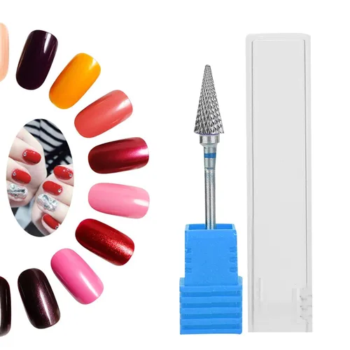 Brocas para uñas, brocas de acero de tungsteno para manicura de manicura, cabezal de pulido de manicura de pedicura eléctrica, brocas de cono Azul
