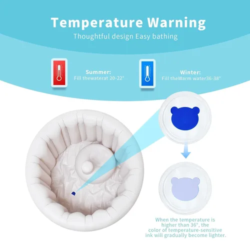 Miniatura 7 de Bañera inflable portátil para bebés de 6 meses en adelante, piscina plegable para bebés con base antideslizante y asiento de apoyo suave, ideal
