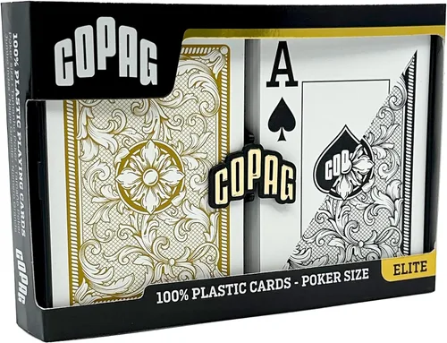 Miniatura 2 de Copag Legacy Design - Cartas de juego de 100% plástico, tamaño póker, índice Jumbo, juego doble negro/dorado