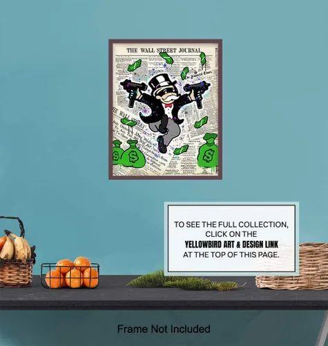Miniatura 6 de Wall Street Journal, Financial Times Gangsta Graffiti Monopoly Man Póster de Arte de Pared - 8x10 pulgadas Decoración Dow Jones, NASDAQ, Decoración