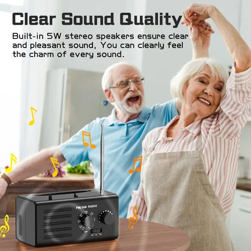 Miniatura 3 de Radio AM FM portátil, radio transistor Goodes enchufable de pared con batería con la mejor recepción, altavoz fuerte, excelente sonido, radios Cian