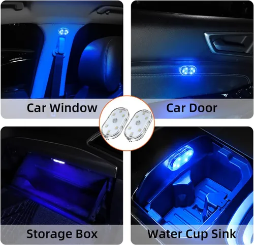 Miniatura 5 de Ziciner 2 bombillas LED para interior de coche, bombilla LED inalámbrica súper brillante, bombilla LED festón recargable por USB, accesorios