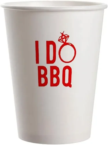 Miniatura 7 de I Do BBQ - Vasos de papel desechables para fiestas, paquete de 20 unidades, 9 onzas, color rojo, tazas para beber para boda, ensayo, cena