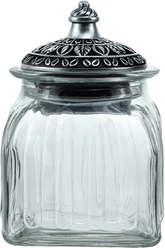 Miniatura 10 de SOCOSY Tarro de cristal transparente vintage para dulces con tapa, tarro de comida, tarro de nueces, caja de joyería, tarros de dulces de boda