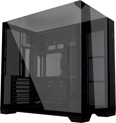 Lian Li O11 Vision Compact - Caja para computadora de torre media ATX, vidrio templado negro-acero, soporte de conexión en la parte trasera - O11VPX
