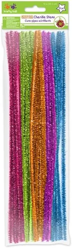 Miniatura 30 de Krafty Kids GC025E, tallos de felpilla de oropel, limpiadores de tuberías con purpurina, 0.236 in por 12 pulgadas, blanco, 1/4 x 12 pulgadas x 35