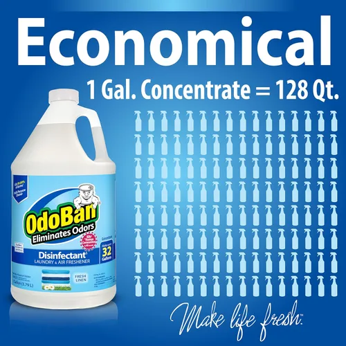 Miniatura 5 de OdoBan Desinfectante y eliminador de olores listo para usar, fabricado en los Estados Unidos, aroma de lino fresco, juego de 2, spray de 32 onzas