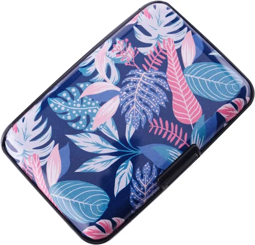 Miniatura 16 de Tarjetero de aluminio con bloqueo RFID para hombres y mujeres, elegante cartera de viaje con 7 ranuras, la mejor protección contra escaneos