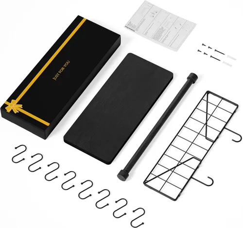 Miniatura 7 de Alsonerbay Estantes flotantes de pared para dormitorio, estantes de baño montados en la pared con toallero, estante de madera rústica de cocina