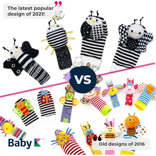 Miniatura 12 de BABY K Calcetines Sonajero para Bebé y Juguetes de Muñeca (Set E) – Juguetes para Recién Nacidos para Bebé Niño o Niña – Juguetes para el Desarrollo
