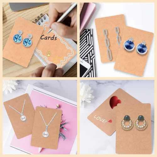 Miniatura 7 de Tarjetas de exhibición de aretes con 100 tarjetas de soporte para aretes, 200 piezas de parte trasera de aretes y 100 embalajes de joyería