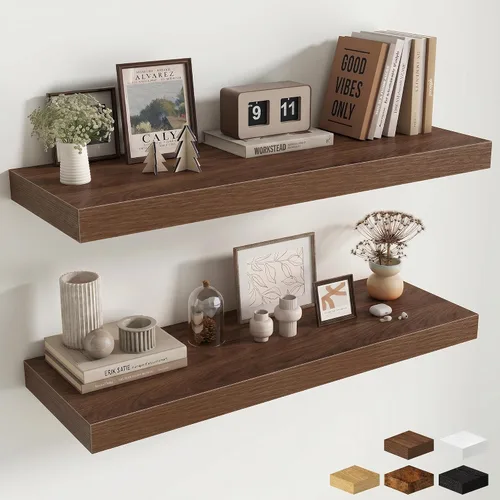 Miniatura 72 de Estantes flotantes de 48 pulgadas para pared, estante de chimenea de 10 pulgadas de profundidad, estantes flotantes de madera para pared, estantes