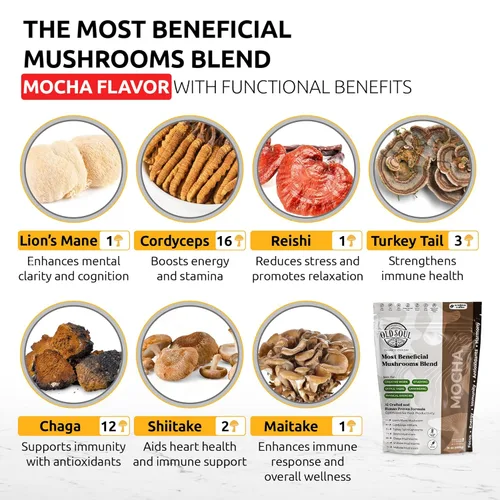 Miniatura 4 de OldSoul Superfood - Mezcla de café negro de hongos Café arábica Aproximadamente 70 dosis Energía, enfoque, inmunidad (14 onzas (paquete de 1)