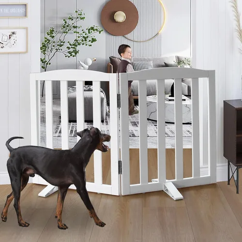 Miniatura 23 de Puerta para Perros Independiente para Interiores, Puerta para Perros Plegable, Puertas para Mascotas para Entradas, Escaleras o Pasillos, Puerta