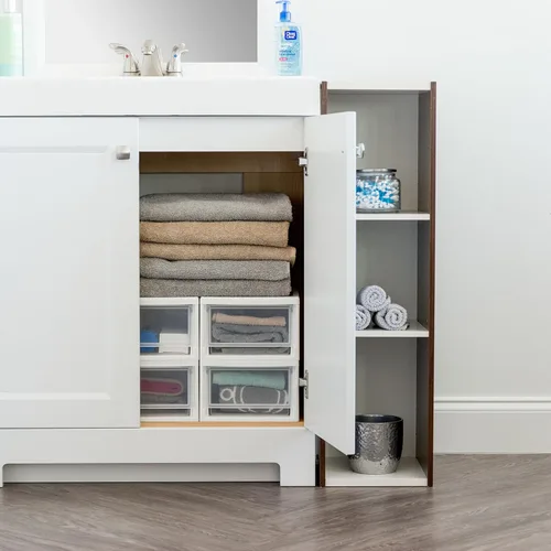 Miniatura 9 de IRIS USA Organizador de almacenamiento de cajones de plástico de 6 cuartos de galón, paquete de 2, unidad apilable con cajón deslizante