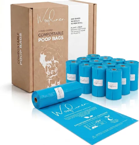 Wooflinen Home Bolsas compostables para excrementos de perro – Rollos de bolsas para excrementos de perro a prueba de fugas – Grandes 9 x 13