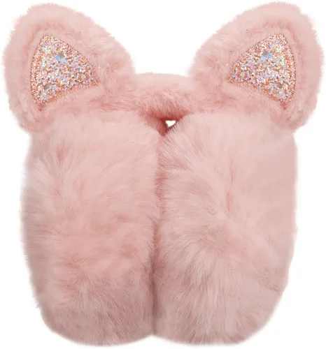 Pop Your Dream Linda orejera de gato para niños, niñas, suave felpa brillante, calentadores de orejas de invierno, fundas ajustables para exteriores