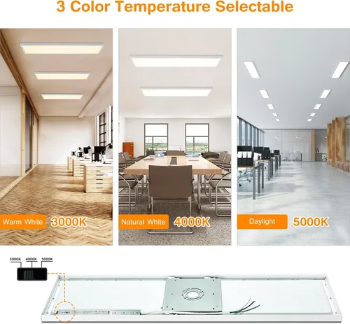 Miniatura 3 de 1x4 Lámpara plana LED para montaje en superficie, 3000K-4000K-5000K seleccionable y regulable con triac, lámpara de techo empotrada de 12x48