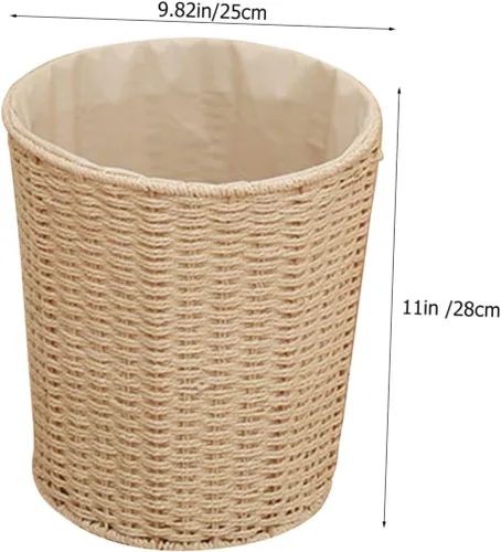 Miniatura 2 de Zerodeko Cesta de ratán de hierro, beige, bote de basura abierto