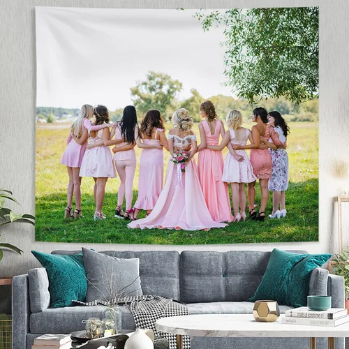 Miniatura 2 de LEECUM Tapiz personalizado, añade tu diseño para colgar en la pared como arte de pared, boda, fiesta de cumpleaños, cortina de fotos personalizada