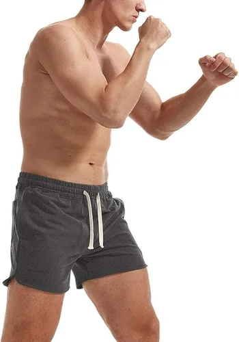 Miniatura 4 de AIMPACT Pantalones cortos deportivos para hombre, pantalones cortos de algodón con bolsillos para entrenamiento de culturismo