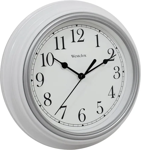 Miniatura 11 de Westclox Reloj de pared redondo con movimiento de cuarzo, diseño analógico contemporáneo, funciona con pilas para uso en interiores