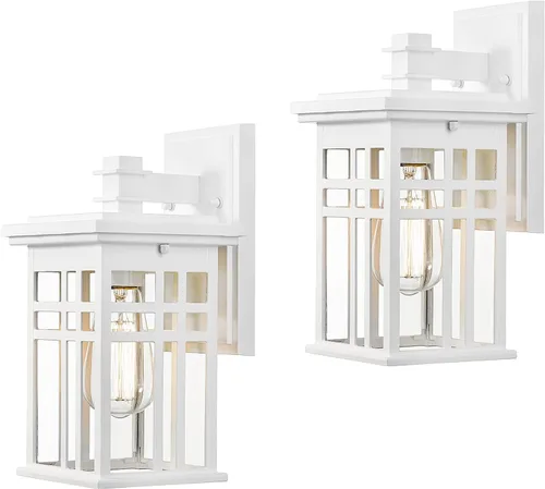 Miniatura 10 de zeyu 20068B-L BK - Lámpara de pared exterior de 16 pulgadas para casa de patio, aluminio fundido a presión con vidrio transparente, acabado negro