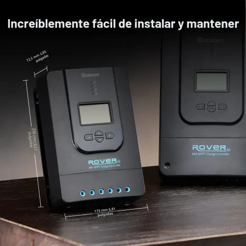 Miniatura 6 de Renogy Controlador de Carga Solar Rover 40A 12V24V Parámetro Automático Entrada DC MPPT Controladores de Carga para Paneles Solares LCD Ajustable