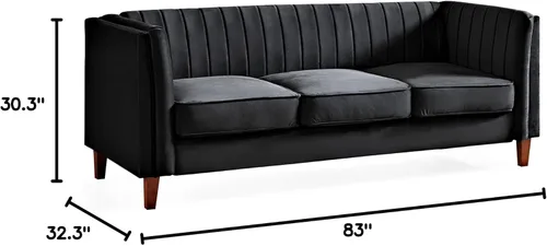 Miniatura 3 de Container Furniture Direct Sofá moderno de terciopelo de lujo para sala de estar con espuma de alta densidad, tapicería de tela suave, cojines
